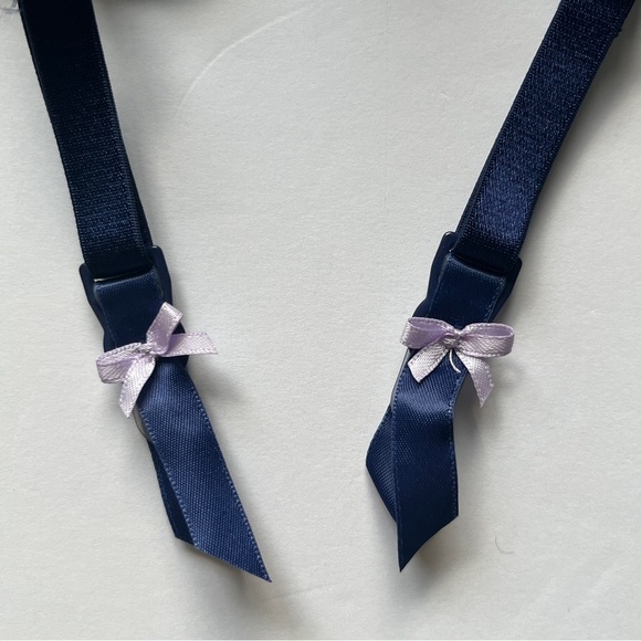 NWT Victoria's Secret Lingerie Corset Garter Lace Navy Lace Lilac Bustier 34C - Picture 11 of 16